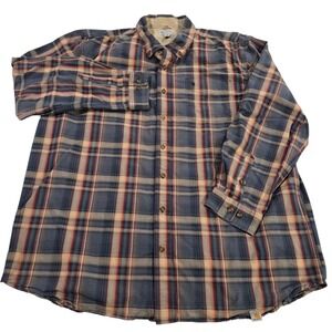 Carthartt Button Down Shirt Mens Multicolor 2XLT 100% Cotton‎ Casual Long Sleeve